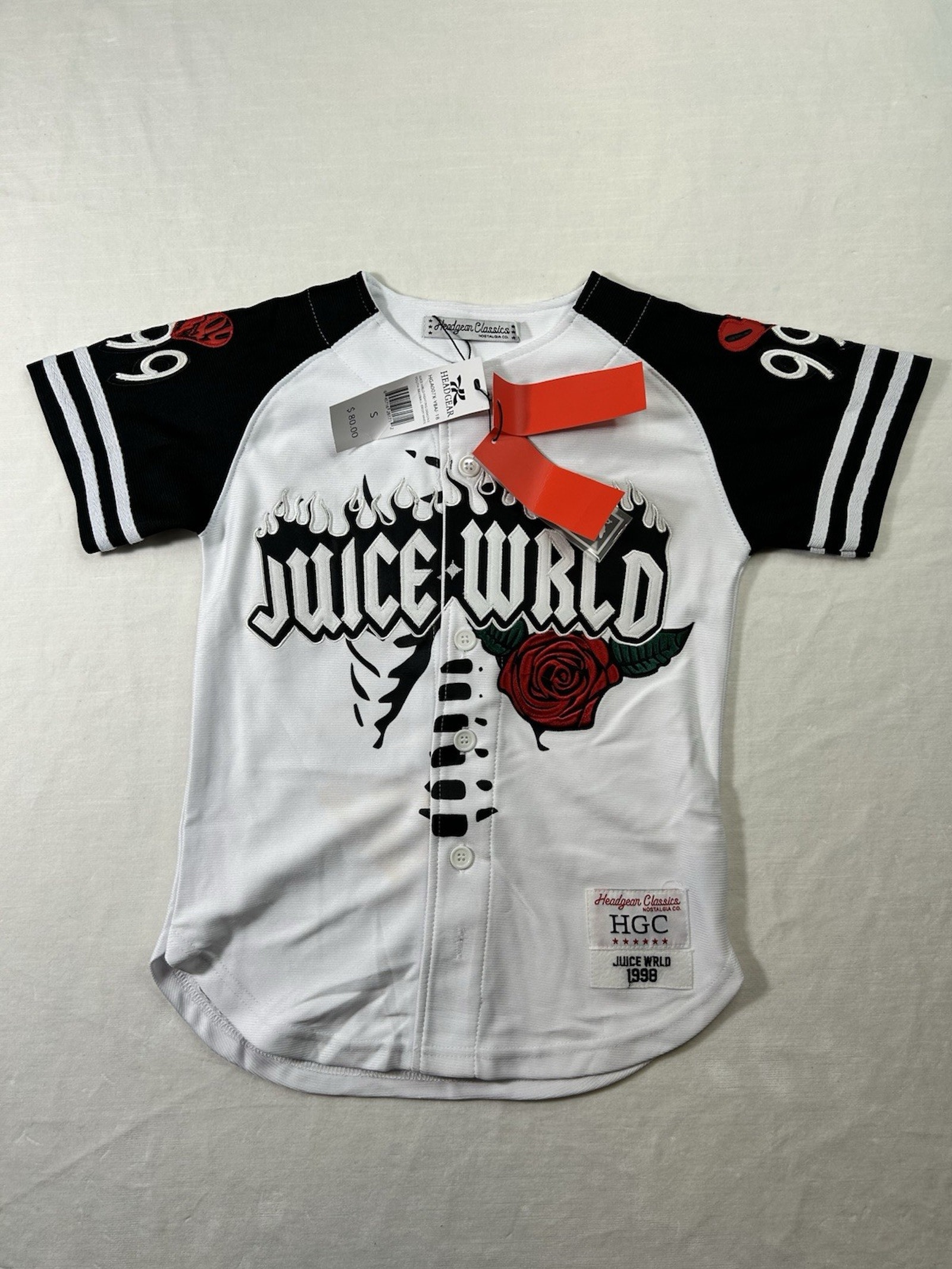 Headgear Classics Juice Wrld Jersey Youth S White Skeleton Rose Baseball Jersey